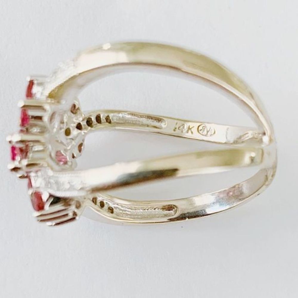 Tourmaline & Diamond Ring 14K White Gold, Unique Engagement / Anniversary Ring - Picture 8 of 15
